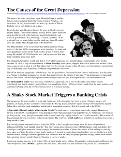 The Causes of the Great Depression A Shaky Stock