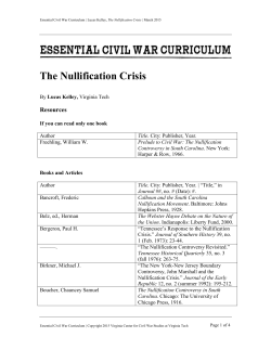 The Nullification Crisis Resources