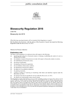 Biosecurity Regulation 2016 - NSW Department of Primary Industries