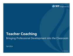 Teacher Coaching: Bringing Professional Development into the