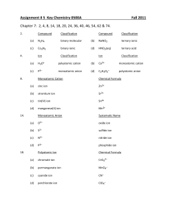 Assignment # 5 Key Chemistry 0500A Fall 2011