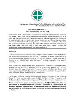Migration and Refugee Services/Office of Migration Policy and
