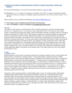 A Nutrition Curriculum for Health Education: Its Effect