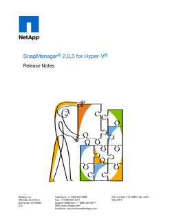 SnapManager 2.0.3 for Hyper-V