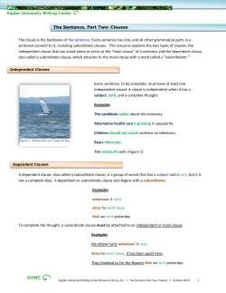 The Sentence Part 2, Clauses