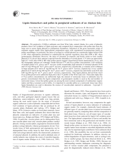 Lignin biomarkers and pollen in postglacial