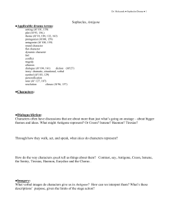 Sophocles, Antigone Applicable drama terms: Characters: Dialogue