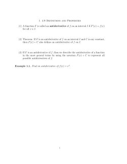 1. 4.9 Definitions and Properties (1) A function F is called an