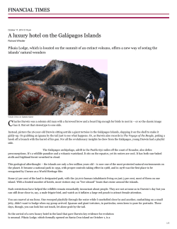 A luxury hotel on the Gal&aacute;pagos Islands