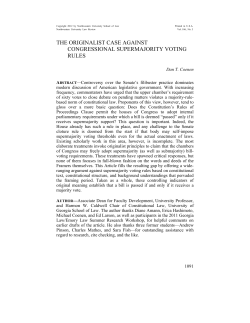 The Originalist Case Against Congressional Supermajority Voting
