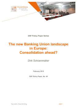 The new Banking Union landscape in Europe: Consolidation ahead?