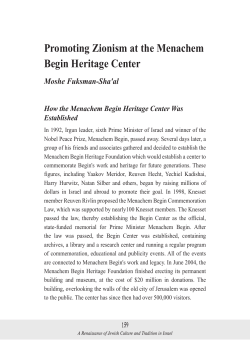 Promoting Zionism at the Menachem Begin Heritage Center