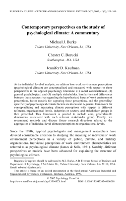 Contemporary perspectives on the study of psychological climate: A