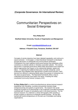 Communitarian Perspectives on Social Enterprise