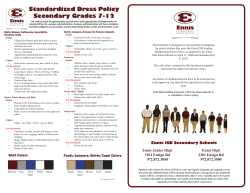 Standardized Dress Policy Secondary Grades 7-12