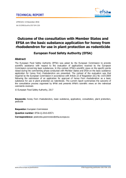 Outcome of the consultation with Member States and EFSA on the