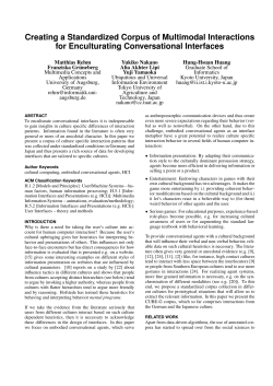 Creating a Standardized Corpus of Multimodal Interactions for