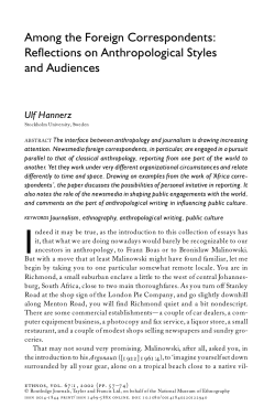 Among the Foreign Correspondents: Reflections on Anthropological