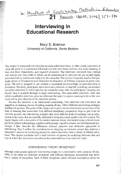 Interviewing in Educational Research