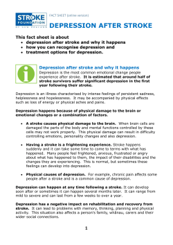 Depression Following Stroke Fact Sheet (Online version)