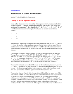 Basic Ideas in Greek Mathematics