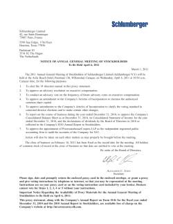 Schlumberger Limited 42, rue Saint-Dominique 75007 Paris, France