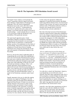 Oslo II: The September 1995 Palestinian&ndash;Israeli Accord