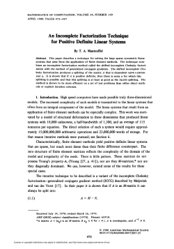 An Incomplete Factorization Technique for Positive Definite Linear