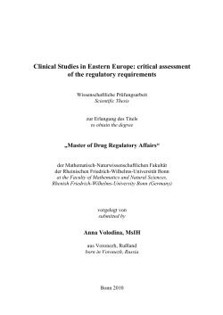 Clinical Studies in Eastern Europe