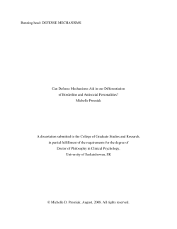 Running head: DEFENSE MECHANISMS Can Defense