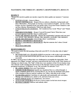 mastering the three r`s &ndash;respect, responsibility, results