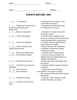 EVENTS BEFORE 1850