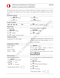 CE305 Numerical Methods for Civil Engineers 2014 Fall Handout on