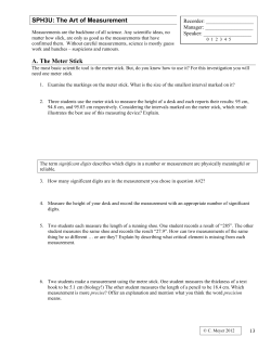 SPH3U: The Art of Measurement A. The Meter Stick