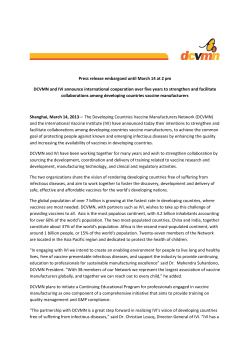 Press release embargoed until March 14 at 2 pm DCVMN and IVI