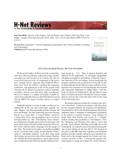 Life in Nazi-Occupied Ukraine: The View from Below - H-Net