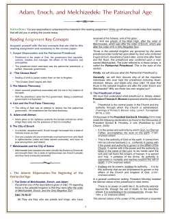 Adam, Enoch, and Melchizedek: The Patriarchal Age