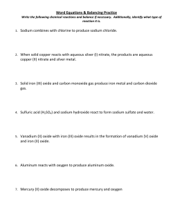 balancing reactions word equations
