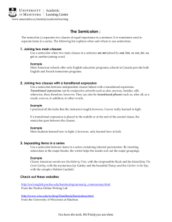 The Semicolon - University of Manitoba