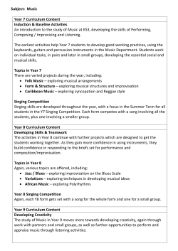 Music &ndash; KS3 Curriculum