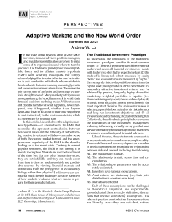 Adaptive Markets and the New World Order - Andrew Lo