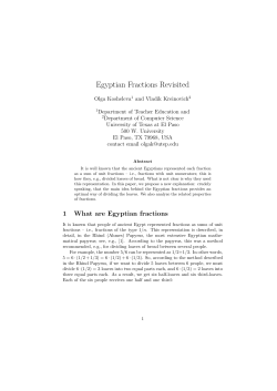 Egyptian Fractions Revisited
