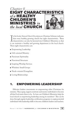 Chapter 8: Eight Characteristics of a Healthy Children`s Ministries in