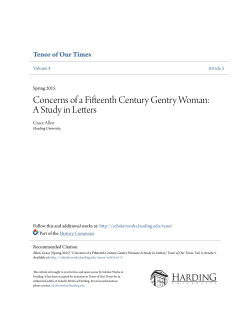 Concerns of a Fifteenth Century Gentry Woman: A Study in Letters