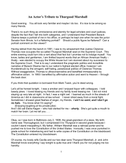 An Actor`s Tribute to Thurgood Marshall