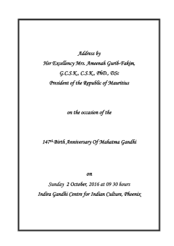 Speech - President of the Republic of Mauritius