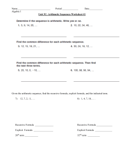 Unit 3C: Arithmetic Sequences Worksheet #1