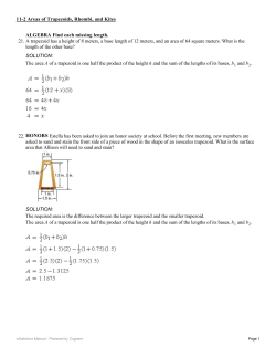 ALGEBRA Find each missing length. 21. A trapezoid has a height of