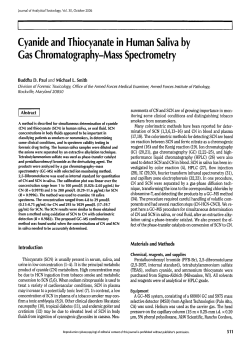 Cyanide and Thiocyanate in Human Saliva by Gas Chromatography