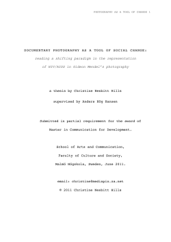 DOCUMENTARY PHOTOGRAPHY AS A TOOL